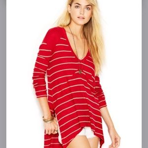 Free people red striped thermal